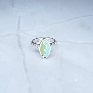 Turquoise and Green Stone on Sterling Silver Ring